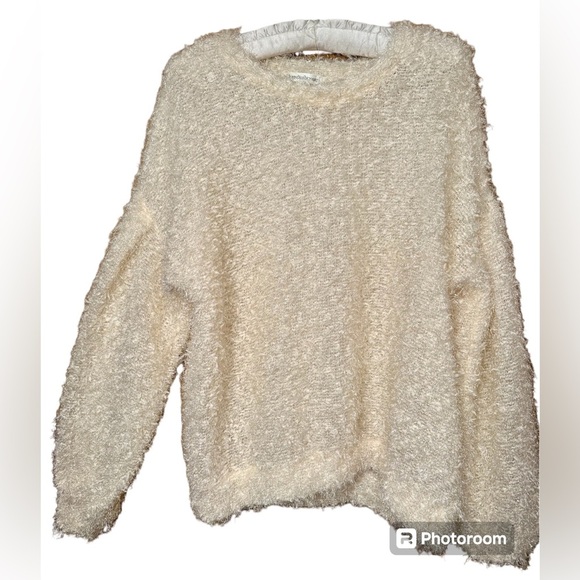 John Paul Richards size small fuzzy metallic cream color sweater - Picture 3 of 9